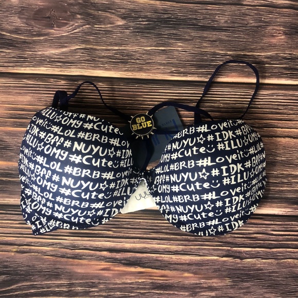 NUYU University Of Michigan Wolverines Blue White Bra With Magnet NEW - Picture 1 of 4